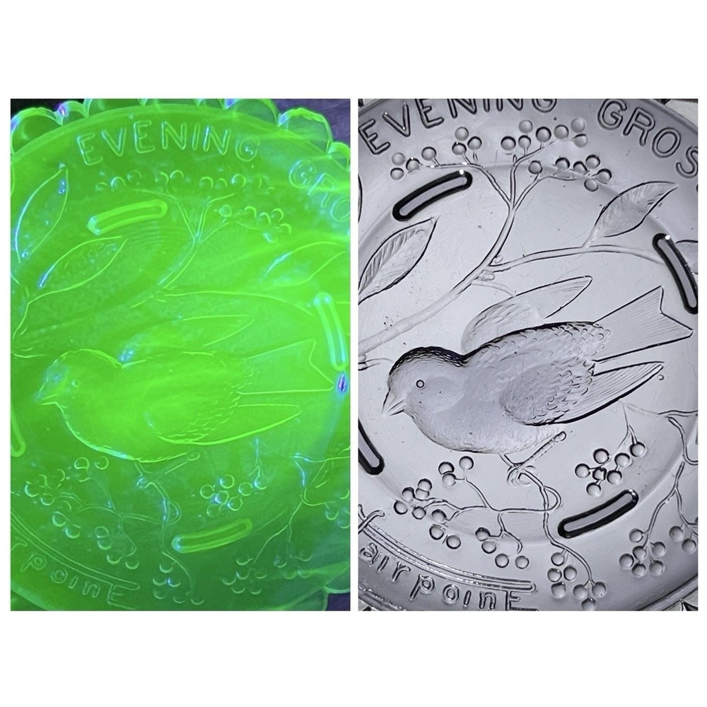 Rare-chips-neodymium Uranium Glass Alexandrite Plate Mini Bird Blue/purple 3.5"